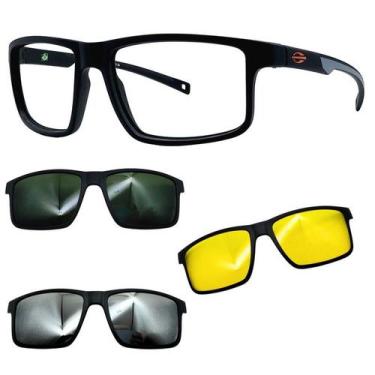 Imagem de Oculos Mormaii Swap 5 6127 APJ Preto Fosco Com 3 Clipons, G15, Prata, 