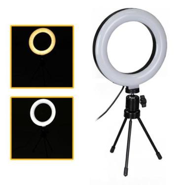 Imagem de Iluminador Led 16cm Ring Light Portátil 3500k 5500k + Mini Tripé - BCS