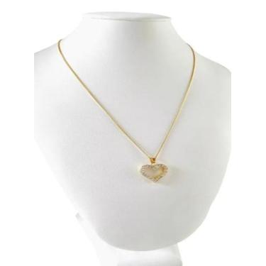 Imagem de Cordão Feminino 1mm Coração Cravejado - Banhado a Ouro 18k - ToJoia18k