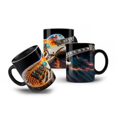 Imagem de Caneca Guitarra Fire Flame Arte Música Músico Presente 325mL - LaVince