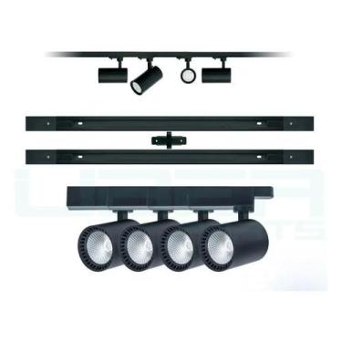 Imagem de Kit Trilho Eletrificado 2 Metro + 4 Spots De 7w Preto 3000K - BWY