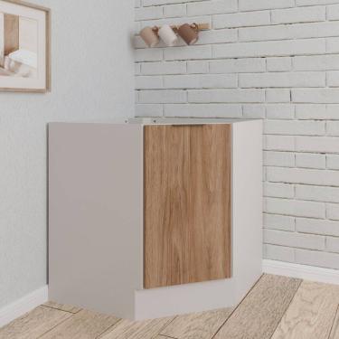 Imagem de Balcão Canto Oblíquo sem Tampo com Rodapé Puxador 150mm Ipanema CabeCasa MadeiraMadeira Acácia/Branco
