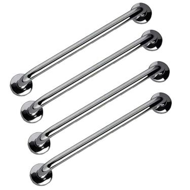 Imagem de Barra de Apoio 40cm Aço Inox Kit 4 Unidades Cadeirante Idoso Deficiente Acessibilidade Banheiro Box Casa Corrimao Suporte Segurança