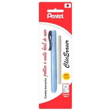 Imagem de Lapiseira Borracha Clic Eraser Azul Transparente ZE11T-C - Pentel