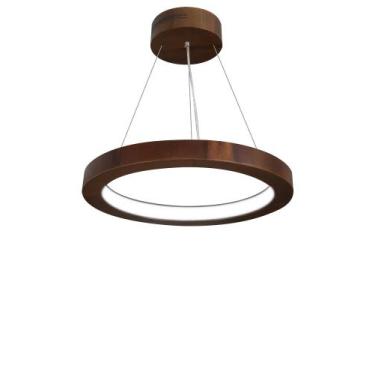 Imagem de Lustre LED 22W Sirius Pendente Madeira Sala Jantar arco 40cm - Madeluz