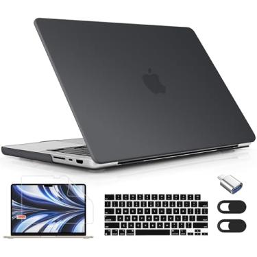 Imagem de Lepeoac Compatível com MacBook Pro 16 polegadas 2023 2022 2021 versão M3 A2991 M2 A2780 M1 A2485 Pro Max, capa rígida de plástico com capa de teclado e protetor de tela, preto fosco