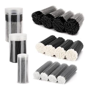 Imagem de Tbestmax Kit de Suprimentos para Extensão de Cílios com 1500 Peças, 500 Carretéis, Bastões de Rímel, 500 Pincéis para Lábios, 500 Micro Cotonetes Pretos, Pincéis Descartáveis para Cílios, Aplicador De