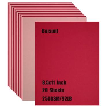 Imagem de Baisunt 20 folhas de papelão vermelho e rosa, tema do dia dos namorados, papel grosso em branco para projetos de arte DIY, álbuns, cartões e convites (21 x 28 cm)