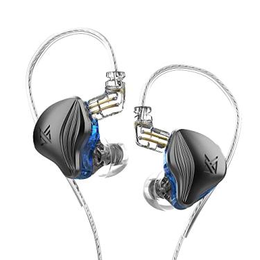 Imagem de QZXYHYN KZ ZEX Fones de ouvido 1eletrostáticos + drivers híbridos magnéticos duplos dinâmicos de 10 mm, fones de ouvido KZ intra-auriculares ergonômicos e confortáveis para jogos (azul, sem microfone)