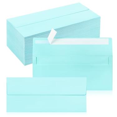 Imagem de Pacote com 200 envelopes empresariais nº 10, envelopes autoselados em azul claro padrão para envio comercial seguro e jurídico, escritório, cheques, cartas, faturas, 10 x 23 cm