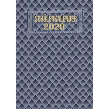 Imagem de Schülerkalender 2020: Wochenplaner zum notieren, organisieren und planen DIN A4. Kalender/Terminkalender/Monats- / Tagesübersicht/Kontakt- / ... listen/Design : Metall Modern Raute Silber