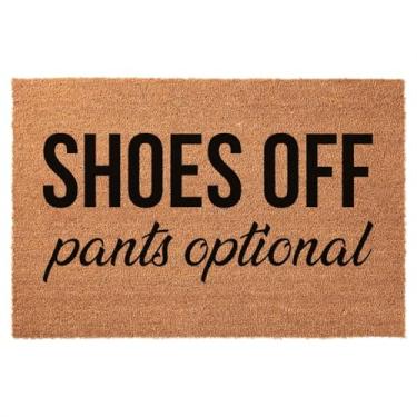 Imagem de Capacho engraçado de coco, calça, capacho opcional, entrada ao ar livre, com decoração de varanda frontal resistente, tapetes de pátio, tapetes de boas-vindas, tapete de entrada natural marrom coco