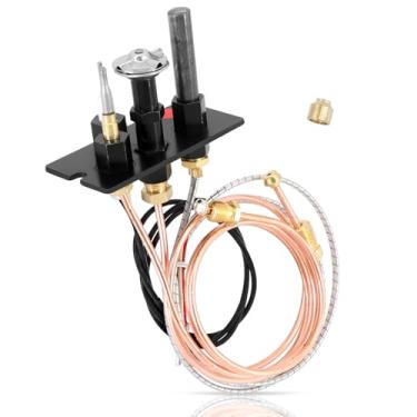 Imagem de Dokili Conjunto piloto de gás natural propano 10002265 10002264 3 vias compatível com HHT Majestic Temco Vermont Castings Lareira holandesa e fogões com um bocal de gás natural livre