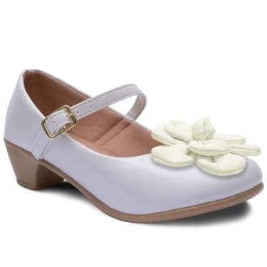 Imagem de Sapato Salto Infantil Social Feminino Nº 28 Ao 34 Moda Festa Saltinho 03.20 (Branco, BR, Criança de 9 a 12 anos, Numérico, 34)