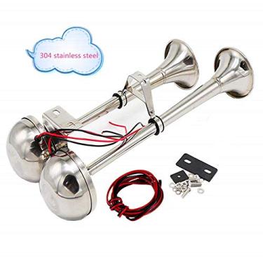 Imagem de Viping Buzina de carro elétrico 150DB Bugle Alto-falante - buzina dupla de aço inoxidável marinho 304 para 12 V roda de carga caminhões vans trens barcos