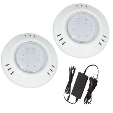 Imagem de Kit 2 Hiper Led 9W Branco Abs Piscina E Fonte 2A - Brustec