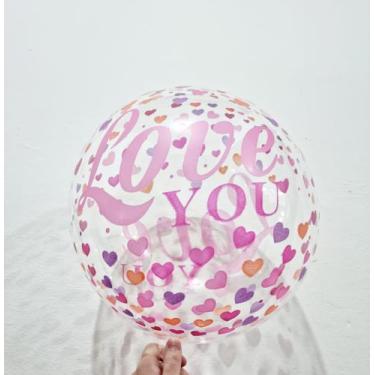 Imagem de Balão Bubble 50cm Transparente Love You Namorados - 01 unid - PB Festa