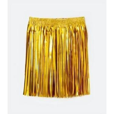 Imagem de Saia Fitilho Metalizado Dourada Carnaval 40cm Elástico - PB Festas