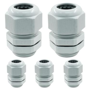 Imagem de PHITUODA 5 Pçs 3/10.2 cm NPT Prendedor de Cabos Impermeável Alívio de Tensão Conector Cabo Cabo Cabo Ajustável Conectores de Cabo Juntas de Glândulas Protetores de Fio, Cinza