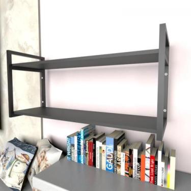 Imagem de Prateleira industrial com dois níveis cor preto 43x28x92 - E-nichos