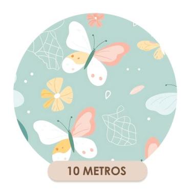 Imagem de Papel de Parede Adesivo Jardim Encantado Borboletas Flores Colorido - 