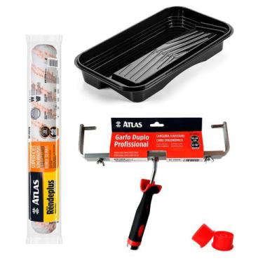 Imagem de Kit Pintura Profissional Garfo Duplo + Bandeja+ Rolo Lã 46cm - ATLAS