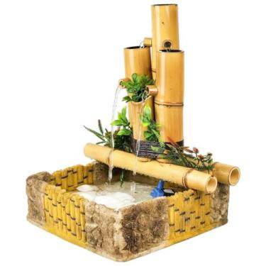 Imagem de Fonte De Agua Decorativa Chafariz Cascata 4 Quedas Bica Bambu Zen 35cm