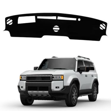 Imagem de INUBOXES Tapete antiderrapante para painel protetor solar compatível com Toyota Land Cruiser Prado 250 J250 LC250 2024 2025 almofada de acessórios de capa de painel (acabamento preto), (com HUD))