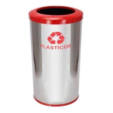 Imagem de Lixeira Em Aço Inox Com Aro Pintado 50L - JSN