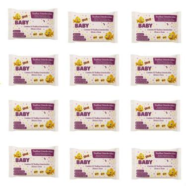 Imagem de Kit 12 Pacotes Toalhinhas Umedecidas Para Bebe C/50UN CADA 20cm 13cm -