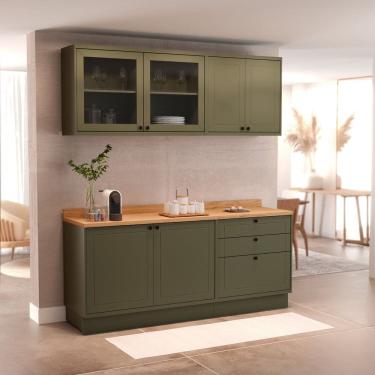 Imagem de Cozinha Compacta 4 Peças 6 Portas 3 Gavetas com Tampo Sevilha Verde Hill