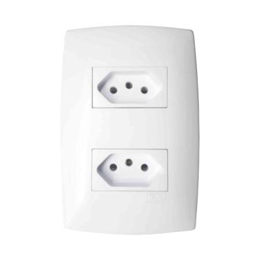 Imagem de Conjunto Tomada Dupla Com Placa 10A Home