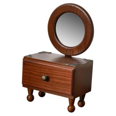 Imagem de IEUDNS Jóias de espelho de espelho espelhado de mesa de mesa Vintage Cosméticos de banheiro, organizador de maquiagem de espelho de espelho para o, Redondo