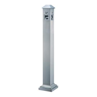 Imagem de Lixeira para Área Externa Coluna de cinzas verticalÁrea para fumantesCesto de lixo para fumantesAço inoxidávelColeção de pontas de cigarroAo ar livre Lixeira para Área Externa(Silver)