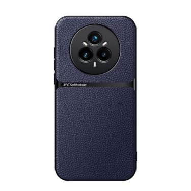 Imagem de Kepuch Capa para Realme 14 Pro 5G Intl - Litchi Grano Case Placa de Metal Embutida - Azul