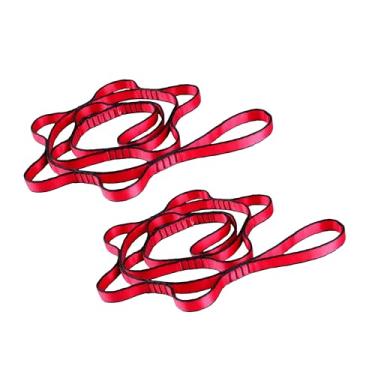 Imagem de 2 peças de corrente de margarida de segurança, alça de nylon ajustável com vários anéis, faixa elástica para ioga pilates (vermelho, comprimento: 1,1 m)