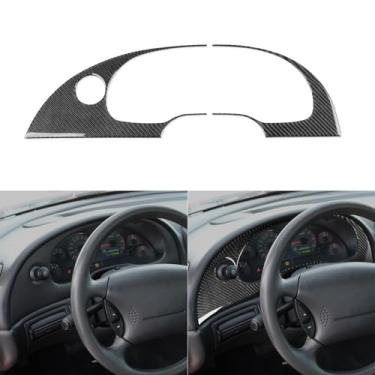 Imagem de Fibra de carbono 3K premium real compatível com Ford Mustang 2001 2002 2003 2004 painel velocímetro carro painel decalque decalque instrumento decorativo auto interior acessórios preto