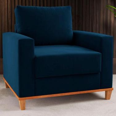 Imagem de Poltrona Itália Veludo Azul - Vian - Viero Móveis, Azul, Moderno
