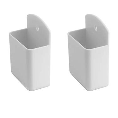 Imagem de Caixa organizadora de controle remoto ROOS para montagem na parede com controle de mídia para sala de escritório e quarto, pacote com 2, Branco