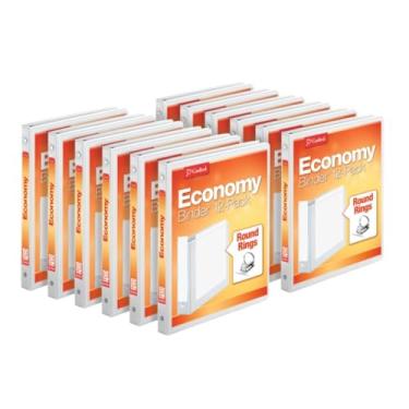 Imagem de Cardinal Fichários econômicos de 3 anéis, fichários para escola e escritório, anéis redondos duráveis de 1,27 cm, comporta 125 folhas, visualização de apresentação ClearVue, antiaderente, branco