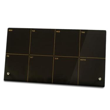 Imagem de Marribol Quadro branco planejador semanal de acrílico preto com suporte, calendário semanal quadro branco para mesa - 30,5 x 15 cm, quadro de lista semanal apagável a seco para home office