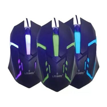Imagem de Mouse Gamer com Fio USB 1200 DPI RGB 3 Botões - Preto - Lehmox