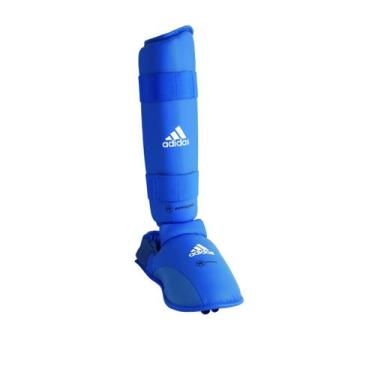 Imagem de Caneleira Karatê Adidas Com Protetor de Pé WKF Azul, M