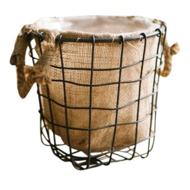 Imagem de Gralara Cesta de artesanato de tecelagem de ferro, cesta de armazenamento, economiza espaço, suporte para vaso de flores, suporte para flores para sala de, S
