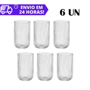 Imagem de Jogo Com 6 un Copo de Vidro 420ml Grande Suco Água Refrigerante Canela