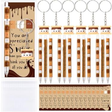 Imagem de Sayglossy 30 conjuntos de presentes de agradecimento voluntário engraçados S'more acessórios de marshmallow canetas emocionais chaveiros de resina presente de agradecimento a granel para funcionários