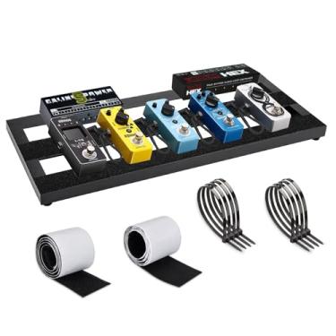 Imagem de GOGHOST Pedaleira De Guitarra Média, 20 X 8 1,2", Placa Efeitos Preta Liga Alumínio Com Fita Adesiva Hookside