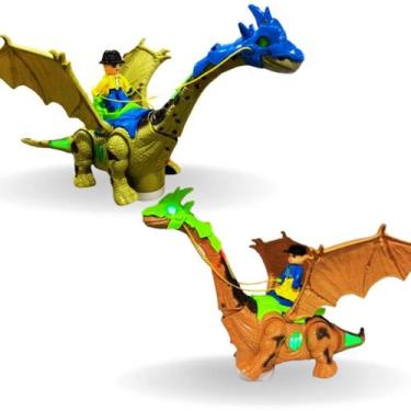 Imagem de Brinquedo Infantil Dragão Colorido Asas com Boneco com Luzes Música e 