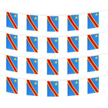 Imagem de FFILL 7,8 m 20 bandeiras da RDC Banner Corda, mini bandeira da República Democrática do Congo, faixa pequena, para festas, lojas e decorações de bares, 30 países para escolher (RDC)