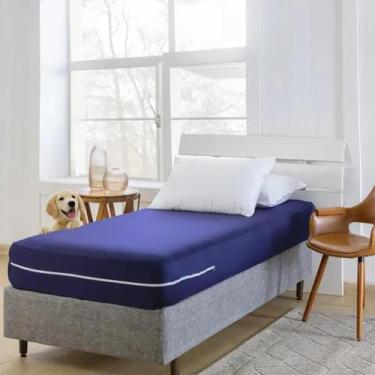 Imagem de Protetor de colchão Clamatex Queen com zíper malha, Azul